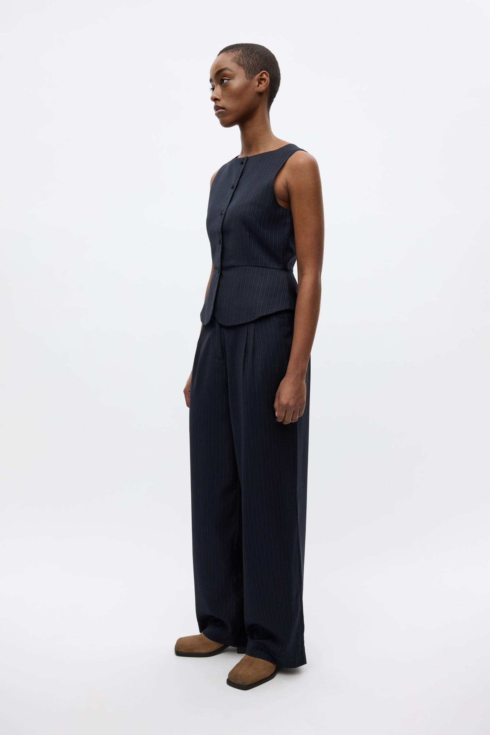 ENFRESNO VEST 7269 Dark Navy Pinstripe
